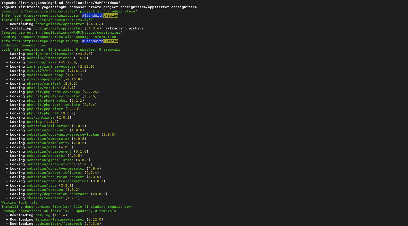 Install CodeIgniter 4 using composer on Mac