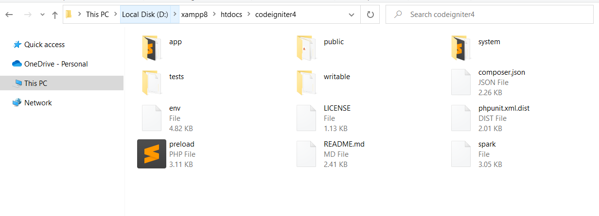 Install codeigniter 4 on windows