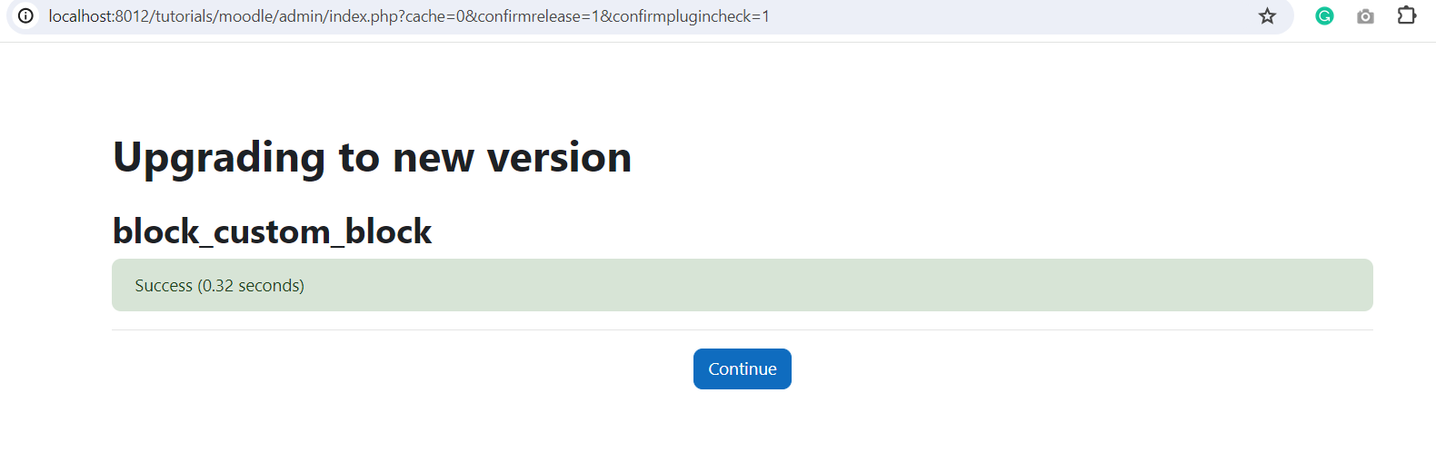 Custom block successfully installed in moodle